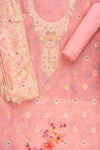 Gajari Cotton Unstitched Suit With Organza Dupatta