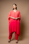 Coral Cutdana, Sequence & Zari Threadwork Crepe Readymade Suit With Pant