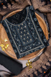 Black Georgette Unstitched Suit With Organza Dupatta