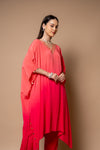 Coral Cutdana, Sequence & Zari Threadwork Crepe Readymade Suit With Pant