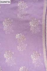 Mauve Georgette Unstitched Suit With Chiffon Dupatta