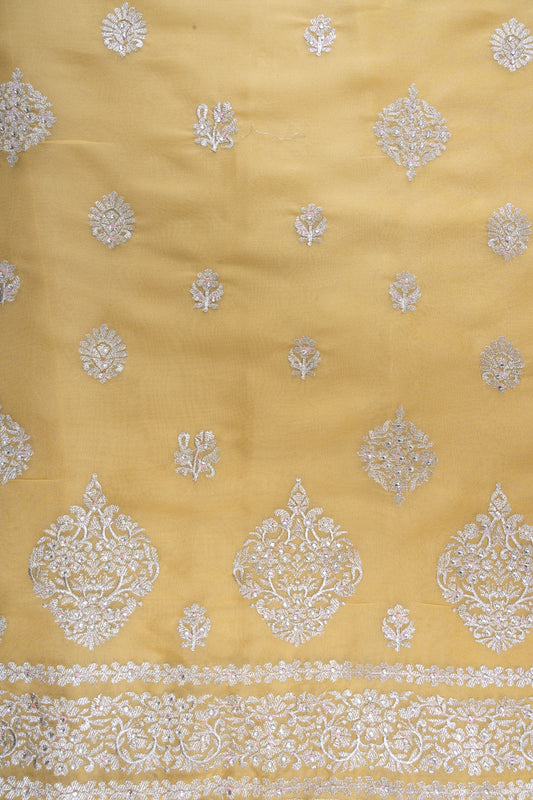 Mango Gold Georgette Unstitched Suit With Organza Dupatta