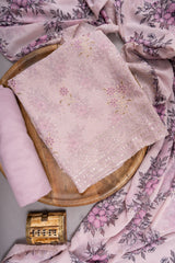 Mauve Georgette Embroidered Unstitched Suit With Dupatta