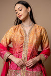 Mustard Crepe Readymade Suit And Palazzo With Chinon Dupatta