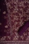 Garnet Georgette Unstitched Suit With Chiffon Dupatta