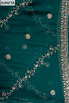 Bottle Green Organza Unstitched Suit With Chiffon Dupatta