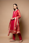 Rani Shimmer Readymade Suit And Pant With Tissue Dupatta