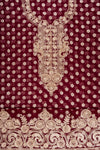 Garnet Georgette Unstitched Suit With Chiffon Dupatta