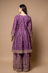 Mauve Crepe Readymade Suit And Palazzo With Chinon Dupatta