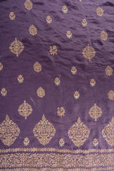 Mauve Chinon Unstitched Suit With Organza Dupatta