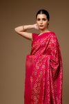 Rani Banarasi Woven Zari Banarasi Silk Saree With Unstitched Blouse