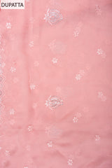 Pink Organza Unstitched Suit With Chiffon Dupatta