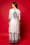 White Crepe Readymade Suit And Palazzo With Crepe Dupatta