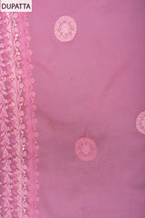 Pink Georgette Unstitched Suit With Chiffon Dupatta