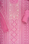 Pink Georgette Unstitched Suit With Chiffon Dupatta