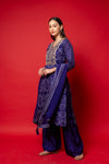 Purple Crepe Readymade Suit And Palazzo With Crepe Dupatta