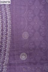 Mauve Georgette Unstitched Suit With Chiffon Dupatta