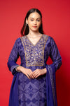 Purple Crepe Readymade Suit And Palazzo With Crepe Dupatta