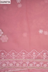 Pink Georgette Unstitched Suit With Chiffon Dupatta