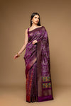 Wine Banarasi Woven Zari Banarasi Silk Saree With Unstitched Blouse