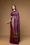 Wine Banarasi Woven Zari Banarasi Silk Saree With Unstitched Blouse