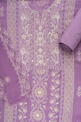 Mauve Georgette Unstitched Suit With Chiffon Dupatta