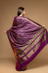 Wine Banarasi Woven Zari Banarasi Silk Saree With Unstitched Blouse