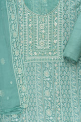 Mint Green Georgette Unstitched Suit With Chiffon Dupatta