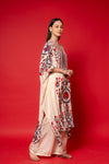 Off White Mirror, Sequence & Floral Printed Crepe Readymade Suit With Pant