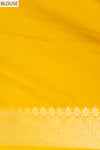 Mustard Woven Zari Banarasi Silk Saree With Unstitched Saree