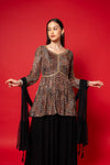 Black Georgette Readymade Suit And Palazzo With Georgette Dupatta