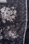 White & Black Cutdana, Sequence, Threadwork & Floral Printed Cotton Unstitched Salwar Suit With Cotton Dupatta