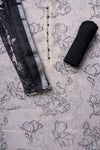 White & Black Cutdana, Sequence, Threadwork & Floral Printed Cotton Unstitched Salwar Suit With Cotton Dupatta