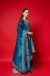 Sky Blue Crepe Readymade Suit And Palazzo With Chinon Dupatta