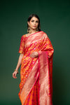 Rani Woven Zari Banarasi Silk Designer Saree With Unstitched Blouse