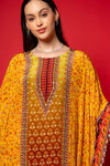 Mustard Gotta Patti, Mirror, Sequence & Digital Printed Crepe Readymade Suit With Pant