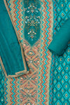 Rama Mirror, Swarovski & Digital Printed Crepe Unstitched Salwar Suit With Chiffon Dupatta
