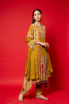 Pista Crepe Readymade Suit And Pant With Chiffon Dupatta