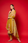 Pista Crepe Readymade Suit And Pant With Chiffon Dupatta