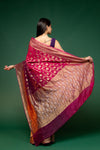 Garnet Woven Zari Khaddi Georgette Saree With Unstitched Blouse