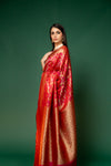 Rani Woven Zari Banarasi Silk Saree With Unstitched Blouse