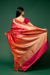 Rani Woven Zari Banarasi Silk Saree With Unstitched Blouse