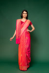 Rani Woven Zari Banarasi Silk Saree With Unstitched Blouse