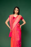 Rani Woven Zari Banarasi Silk Saree With Unstitched Blouse