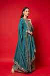 Rama Crepe Readymade Suit And Palazzo With Chinon Dupatta