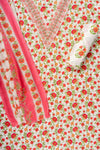 White Red Sequence, Threadwork & Floral Printed Cotton Unstitched Salwar Suit With Cotton Dupatta