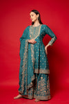 Rama Crepe Readymade Suit And Palazzo With Chinon Dupatta