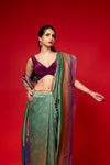 Rama Woven Zari Banarasi Silk Saree With Unstitched Saree