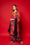 Rani Crepe Readymade Suit And Pant With Chiffon Dupatta