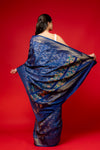 Midnight Blue Banarasi Woven Zari Banarasi Silk Saree With Unstitched Blouse